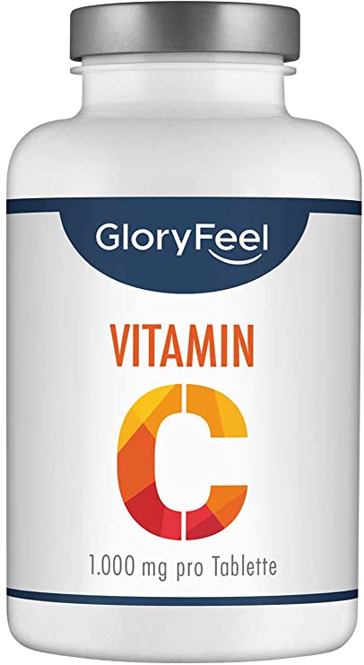 GloryFeel® Vitamin C 1000mg - 200 Vegan Tablets (7 Month´s Supply) - High Dose Quality - Contributes to a Normal Function of The Immune System** - Laboratory Tested Without additives