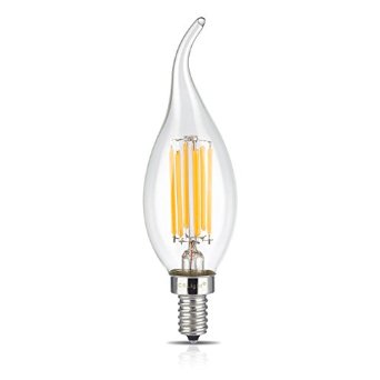 CRLight 6W Non Dimmable LED Filament Candle Light Bulb,2700K Warm White 600LM,E12 Candelabra Base Lamp,C35 Flame Shape Bent Tip,60W Incandescent Replacement