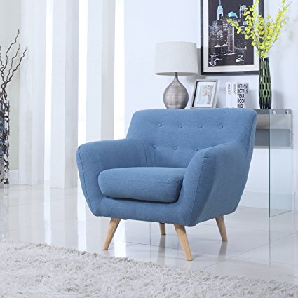 Mid Century Modern Tufted Button Living Room Accent Chair (Blue)