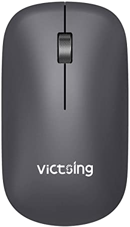 VicTsing Wireless Bluetooth Mouse, Dual Mode- Support 2 Device, Silent Click & Metal Scroll Wheel & 5 Levels DPI, Ultra Slim Portable Optical Mouse for Laptop Notebook PC Computer Android Windows