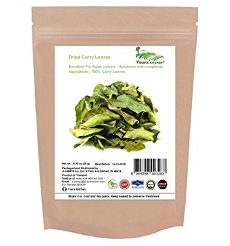 Yours Kitchen Premium Dried Curry Leaves, Super Dry and Extremely Aromatic, A staple of Indian cooking and South East Asian cuisine (0.70 Ounce)