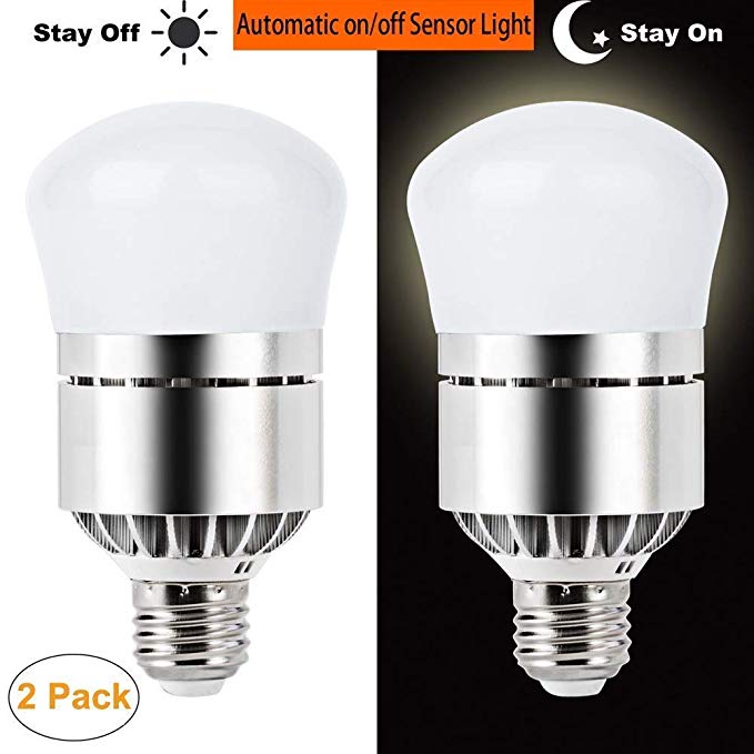 Dusk to Dawn Light Bulb Sensor LED Light Bulbs 12W (100W Equivalent) E26 Automatic On/Off, Indoor/Outdoor Smart Lighting Lamp for Yard Porch Patio Garage Garden