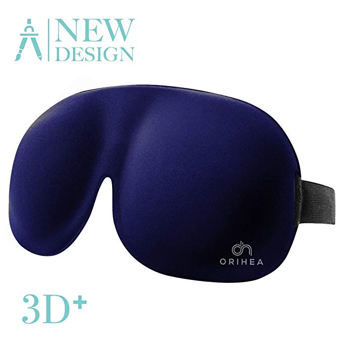 OriHea 3D Plus Large Eye Mask Sleeping Mask Sleep Mask & More Room for Eyes, Blindfold, Tighter fit on Your Nose - for Men and Women-Navy