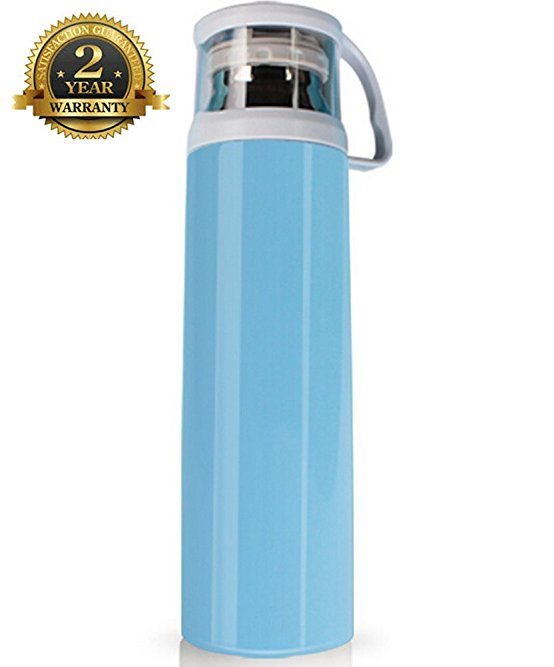 Stainless Steel Thermos Water Bottle with a Handle Vacuum Insulated Cup for Hot and Cold Drinks Coffee,Tea Travel Thermal Mug,18oz (Blue) by Lasting Charm