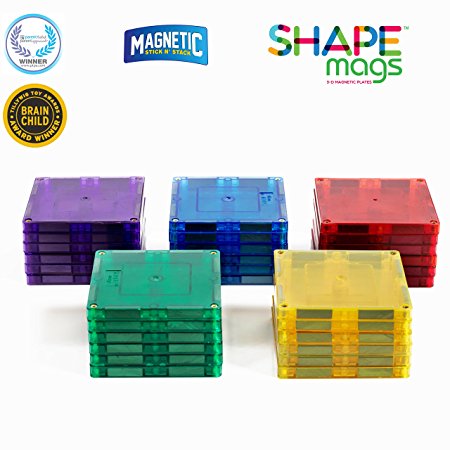 Award Winning Magnetic Stick N Stack 30 pieces JUST 3x3 SQUARES with Bonus Storage Bag