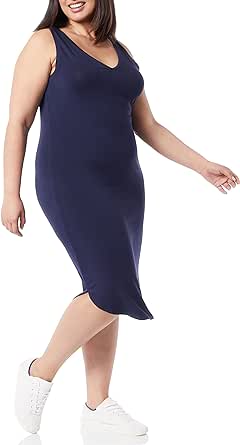 Amazon Essentials Womens Jersey Sleeveless V-Neck Midi Dress