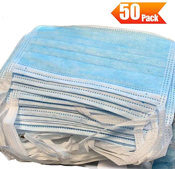 3-Layer Surgical Mask, Honeytecs 50Pcs Disposable Protection Face Mask Anti Dust Breathable Earloop Mouth Face Mask Comfortable Medical Sanitary Surgical Mask (50 Pcs/Box, White)