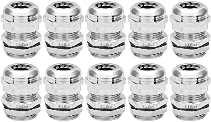 uxcell Cable Gland PG11 Metal Waterproof Cable Glands Joints Adjustable Connector for 5-10mm Dia Cable, Pack of 10