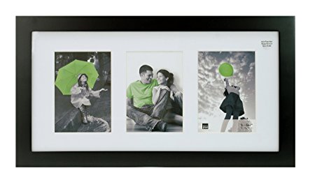 Kiera Grace Langford Wood Collage Picture Frame, 10 by 20-Inch Matted for 3 - 5 by 7-Inch Photos, Black