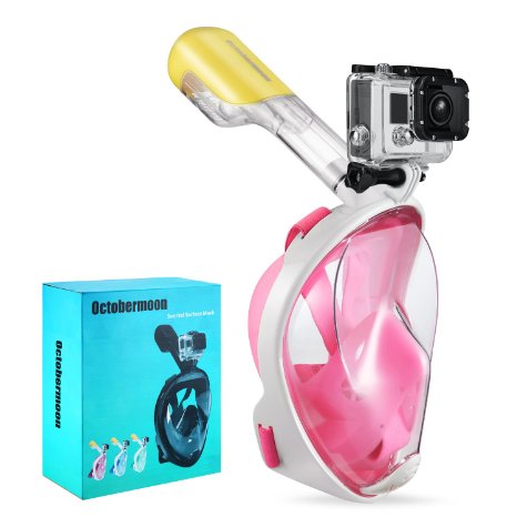 Octobermoon Snorkel Surface Scuba Mask with Gopro Dry Full Face Diving Mask for Action Camera