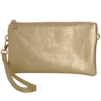 Humble Chic Vegan Leather Crossbody Wristlet Bag or Small Purse Clutch, Includes Adjustable Shoulder and Wrist Straps