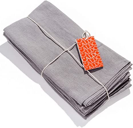 Caldo Linen Dinner Napkins - Soft and Durable Cloth - 4 pack - 50 x 50 cm (Grey)