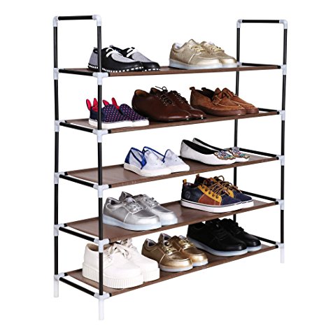 Homdox Best Quality With Price For 5-Tier Shoe Rack Organizer Space Saver Shoe Cabinet Storage,Brown