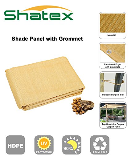Shatex 90% Wheat 10x20ft New Design Sun Shade Privacy Panel with Grommets -UV Resistant fabric for patio/pergola/RV awning