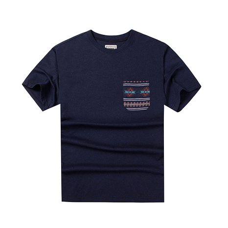 Men's Jacquard Pocket Crew-Neck T-Shirt Short Sleeve Tee Shirt Pocket Pocket Tee