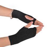 NOVAWO 100 Cashmere Half Fingerless Thumb Hole Warm Gloves Mittens for Men Women
