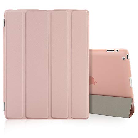 iPad 2 Case,iPad 3 Case,iPad 4 Case Besdata Ultra Thin Smart Cover & Transparent Frosted Back Case For Apple iPad 2 3 4   Screen Protector   Cleaning Cloth   Stylus-Rose Gold