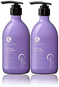 Luseta Biotin Shampoo and Conditioner Set for Hair Growth, Anti-Hair Loss shampoo volume Thickening with Collagen, Sulfate and Paraben free, Argan Oil to Repair Split Dry Hair Salon Quality- 2x500ml