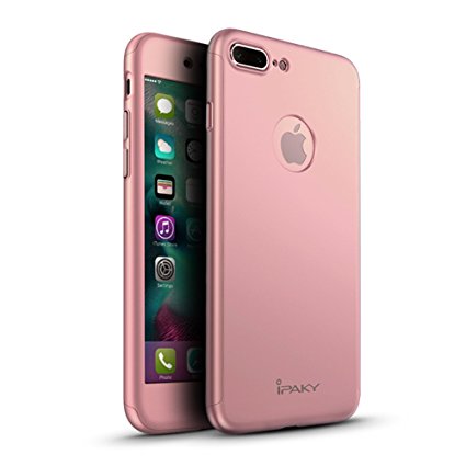 iPhone 7 Plus Case, Rebex & Ipaky All-around Protective Case [Thin Fit] [Anti-Scratch] Dual Layer Hard Cover With Tempered Glass Screen Protector For iPhone 7 Plus (Rose Gold)