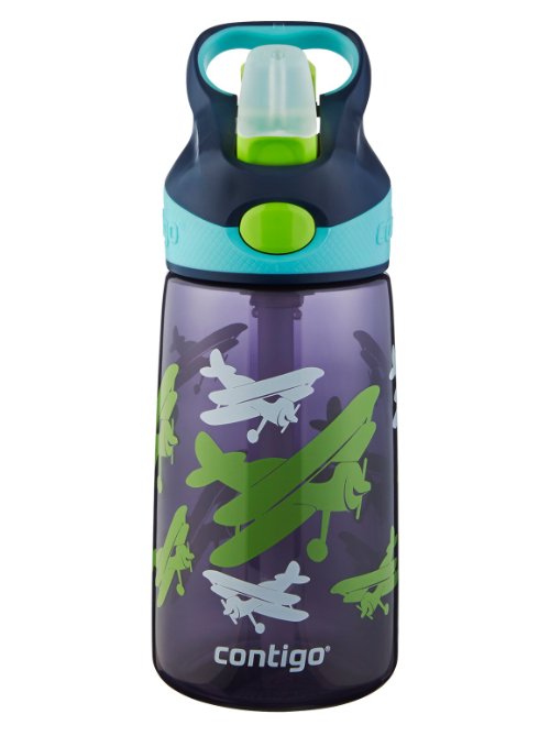 Contigo Autospout Kids Striker Water Bottle, 14-Ounce, Navy Graphic