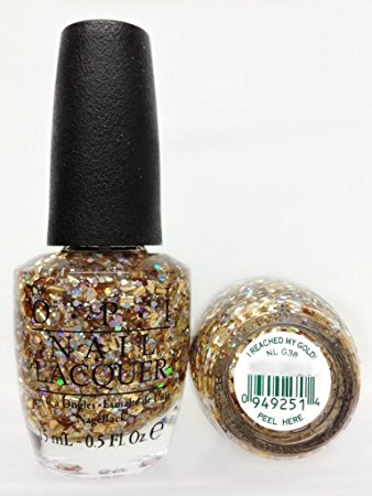 OPI Nail Lacquer, Spotlight on Glitter I Reached My Gold, 18.64 Fluid Ounce