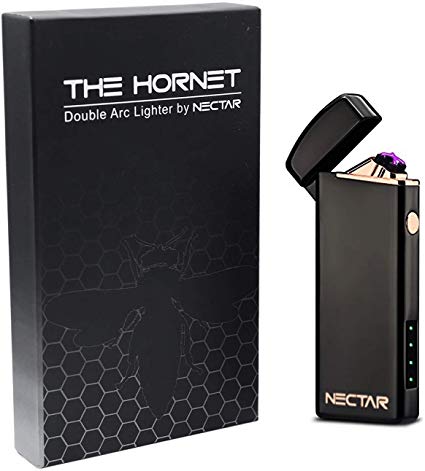 Nectar | THE HORNET | Electric Lighter - Rechargeable Electric Double Arc Plasma Lighter - Outdoor Windproof Cigarette Lighter (Black)