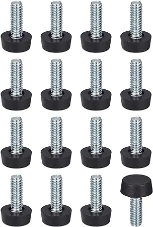 uxcell Adjustable Furniture Feet, 24Pcs 1/4"-20 UNC Thread - Furniture Leveling Leg Screw in Threaded for Table, Chairs, Sofa, Wardrobe (Black)