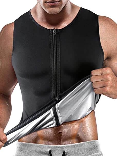 Men Sauna Sweat Vest Hot Polymer for Men Waist Trainer Vest, Sauna Suit Slimming Workout Tank Top Body Shape for Men with Zipper