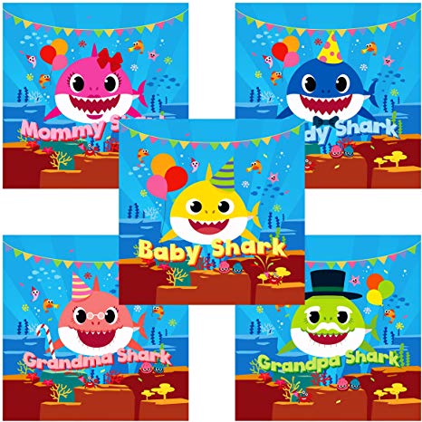 Baby Shark Party Supplies 100 Stickers for Baby Shark Birthday Decorations Favors Square Sticker Easy Peel Made in Korea