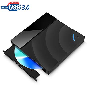 Ultra Slim USB 3.0 External DVD CD Drive High Speed Data Transfer Optical DVD Superdrive for Laptop Macbook Desktop Computer Support for Windows10/8/7/XP/Mac OS