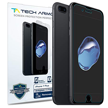 Tech Armor - Anti-Glare/Fingerprint Film Screen Protector for Apple iPhone 7 Plus/iPhone 8 Plus (5.5 inch) - Clear [3-Pack]