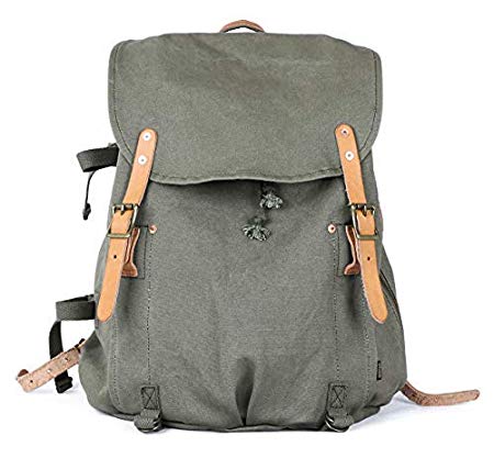 Gootium Canvas Backpack - Vintage Military Rucksack Travel Dayack