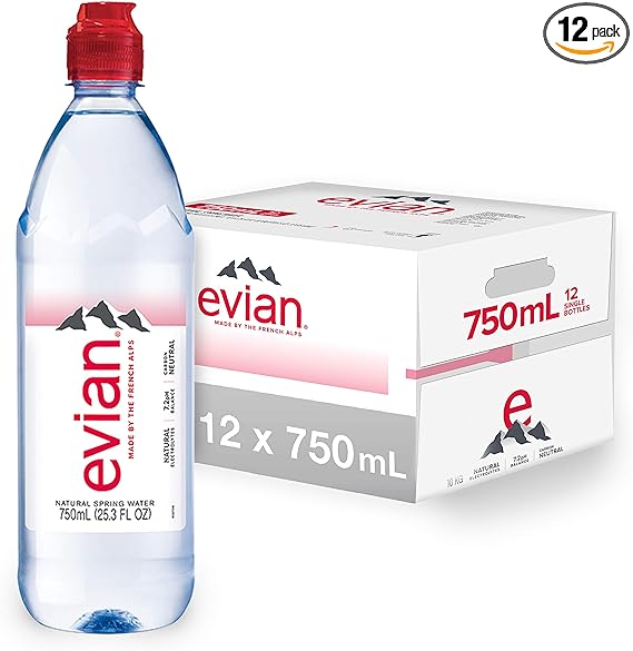 EVIAN Evian Natural Mineral Water Sports Cap 75cl (PACK OF 12)