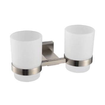 KES A2451-2 Bathroom Lavatory Double Glass Tumbler with Holder Wall Mount, Brushed Stainless Steel