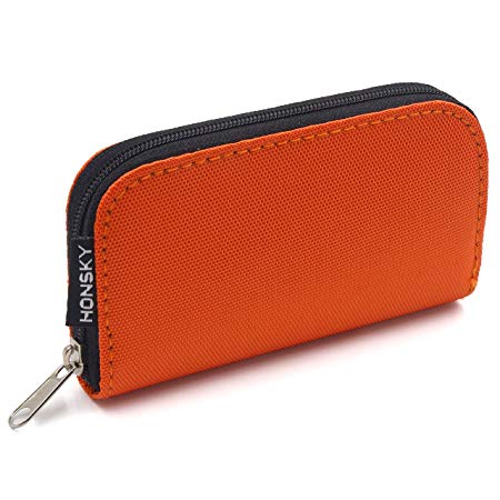 SD Card Case, 22 Slot Zippered Memory Card Holder, Memory Card Case Organizer Storage Wallet for SD Cards, Micro SD Cards, CF SDXC SDHC MMC, Orange