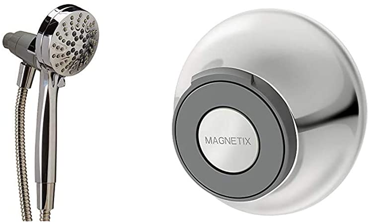 Moen 26100EP Engage Magnetix 3.5-Inch Six-Function Handheld Showerhead with 186117 Magnetix Remote Dock, Chrome