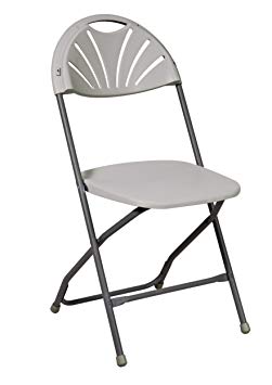 Office Star Resin Multi-Purpose Rounded Folding Chair with Grey Accents, Set of 4