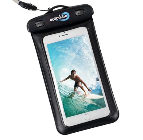 Waterproof Phone Case ✪ Built in Audio-Jack ✪ WaterHero® ✪ Take Pictures & Film Underwater ✪ Waterproof up to 100 ft/30 m deep ✪ Lifetime Warranty (Black)