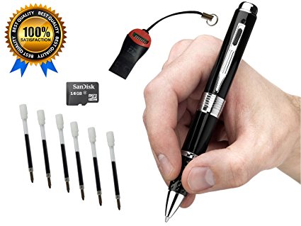 Spy Hidden Camera Pen Series 2 HD 1080p Spy Gadget Hidden Video Camera-Best Premium Digital & Audio Quality with True HD-Free - Real 1920 x 1080p-Easy use-Great for Secret Covert Capture or Web Cam -works with PC Mac. Only Available From Spy-Gadget. 30 Days Money Back Guarantee. (16GB Memory)