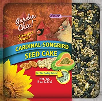 F.M. Brown's Garden Chic Wild Bird Mini Seed Cakes, 8-Ounce, Cardinal/Songbird with Fruit