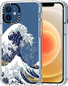 MOSNOVO for iPhone 12 & iPhone 12 Pro Case, [Buffertech 6.6 ft Drop Impact] [Anti Peel Off] Clear Shockproof TPU Protective Bumper Phone Cases Cover with Great Wave Design