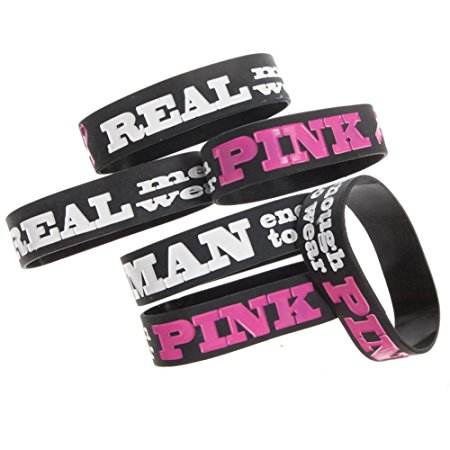 Jumbo "Real Men Wear Pink" Bracelets( 12 piece per package)
