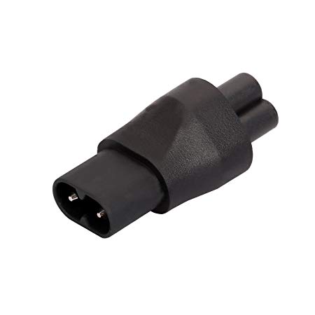 IEC 320 C5 to C8 AC Adapter, Vellcon IEC 3Pole Mickey Mouse Female to 2Pole Figure 8 Male Power Adapter, IEC C8 to C5 AC Converter Black Color