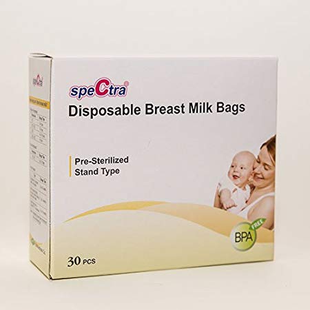 Spectra Baby USA - Disposable Breast Milk Storage Bags - 7oz/200mL - 30 Count - Pre-Sterilized, Space-Saving, Double Lined, Tightly Sealable