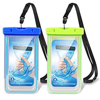 oneisall Waterproof Case, Waterproof Phone Pouch Fluorescence Cellphone Dry Bag Pouch with Armband iPhone X/8/8Plus/7/7Plus/Samsung galaxy/Google Pixel/HTC up to 6.0”[2-Pack]