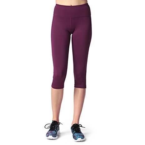 Lapasa Women's Sports Capris NON SEE-THROUGH Stretch Yoga Pants Hidden Pockets