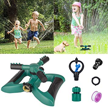 Morfone Lawn Sprinkler, Garden Sprinkler Automatic 360° Rotating Irrigation System Water Sprinklers for Garden, Yards, Kids, 3600 Square Feet Coverage