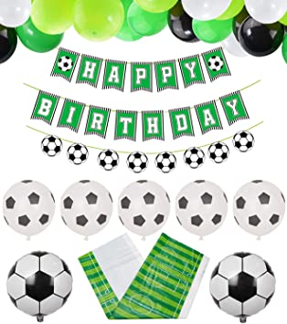 PIXHOTUL Soccer Party Supplies Soccer Happy Birthday Banners and 47 Pcs Soccer Theme Balloons for Kids, Boys, Soccer Fans Birthday Party