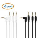 Cable Matters 4-Pack 35mm Stereo Audio Cable in Black and White
