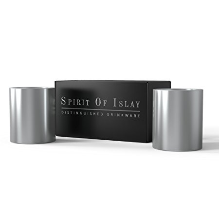 Whiskey Glass Set of 2 Stainless Steel Scotch Glasses, 10oz, Unique Gift for Men. Unbreakable, No Metal Taste, Thermally Insulated